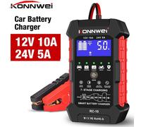 Strumento professionale per test batteria auto12V 10A/ 24V 5A Scanner automatico Ricarica rapida Riparazione impulsi Caricabatteria Piombo Acido AGM Gel