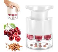 Strumento snocciolatore di ciliegia, 2025, strumento migliorato a 7 fori, strumento di rimozione portatile Easy Squeeze Cherryse con protettore splatter, Per dessert marmellata succo di biancospino