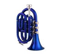 Strumento Tromba Mini Tromba Tascabile Sib Strumento A Fiato In Ottone Guanto Custodia Per Il Trasporto Strumento Musicale Professionale Tromba(Blue)