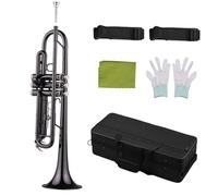 Strumento Tromba Professionale Set Di Trombe In Sib Nero Placcato In Ottone Per Principianti Con Custodia Rigida Cinghie Guanti Panno Per Lucidare
