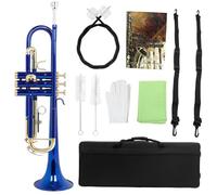 Strumento Tromba Professionale Strumento A Tromba Blu Tono In Sib Corpo In Ottone Tromba A Chiave Dorata Colorata Con Accessori Per Valvole A Pressione(Set2)