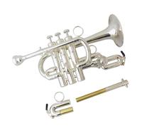 Strumento Tromba Tromba Piccola In Sib/La Strumenti Musicali Finiture Spazzolate Corpo In Ottone Giallo Ottone Acciaio Inossidabile Tromba Professionale(Silver)