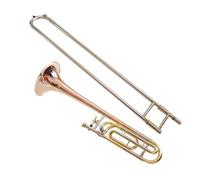 Strumento Trombone Principiante Che Suona Il Tenore In Bronzo Fosforoso. Cambia L'intonazione Del Trombone Da Si Bemolle A Fa Trombone Con Custodia