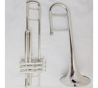 Strumento Trombone Trombone In Ottone Giallo Per Strumenti Musicali, Pistoni, Trombone, Chiave F, Con Custodia E Bocchino (Color : Silver)