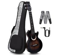 Strumento Ukulele Tutto L'ukulele Da 26 Pollici In Legno Massello Con Pickup Integrato Include Borsa Concerto E Tracolla(Black with Pickup)