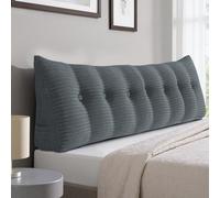 strusery Cuscino a Cuneo in Velluto a Coste - Grande Cuscino Triangolare per Testiera e Schienale per Divano Letto e Riposo a Letto, Supporto per la Lettura, Posizionamento del Poggiapiedi (Grigio