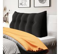 strusery Cuscino a Cuneo in Velluto a Coste - Grande Cuscino Triangolare per Testiera e Schienale per Divano Letto e Riposo a Letto, Supporto per la Lettura, Posizionamento del Poggiapiedi (Nero