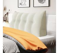 strusery Cuscino a Cuneo in Velluto a Coste - Grande Cuscino Triangolare per Testiera e Schienale per Divano Letto e Riposo a Letto, Supporto per la Lettura, Posizionamento Poggiapiedi (Bianco