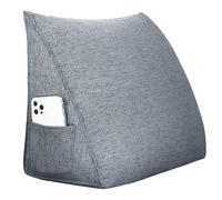 strusery Cuscino a Cuneo Triangolare - Comodo Cuscino di Schienale in Lino per Lettura o Seduta, Cuscino di Supporto Versatile per Divano, Letto e Momenti di Relax (Grigio, 45x20x35 cm)
