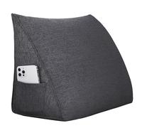 strusery Cuscino a Cuneo Triangolare - Comodo Cuscino di Schienale in Lino per Lettura o Seduta, Cuscino di Supporto Versatile per Divano, Letto e Momenti di Relax (Grigio Chiaro, 60x20x35 cm)