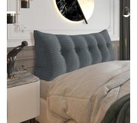 strusery, cuscino con cuneo in corduroy - grande cuscino triangolare per testiera per divano letto e riposo, supporto per la lettura, cuscinetto per posizionamento dei piedi (Grigio, 160x50x20cm)