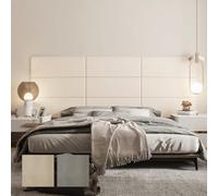 strusery Testiera in ecopelle Beige adesiva per letto una piazza e mezzo, pannello murale 3D in ecopelle impermeabile (confezione da 9) (9, Beige, 90x30 cm)