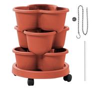 Struttura A Torre Verticale Per Giardino | Vasi Sovrapponibili Per Coltivare Ortaggi E Verdure All'Esterno - Fioriere Verticali da Fragole con Ruote,Utilizzabile in Balcone, Patio, Cortile, Giardino,