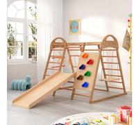 Struttura Da Arrampicata Multifunzionale 7 in 1, Altalena, Scala Da Arrampicata, Scivolo Con Piastra Da Arrampicata,Utilizzabile Come Tenda-Casa. Struttura Da Arrampicata per Interni.