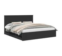 Struttura del letto 180 x 200 cm Nero Legno Ingegnerizzato con cassetti nascosti e testiera moderna, robusto rialzato autoportante per camera matrimoniale, base a doghe fisse, facile pulizia