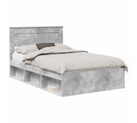 Struttura del letto Calcestruzzo 120 x 190 cm Pino massello Modern Minimalist Bed Frame with Solid Pine Headboard and Slatted Base for Small Double Bedroom Furniture, Easy Clean, 200 kg Capacity