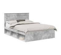 Struttura del letto Calcestruzzo 160 x 200 cm Pino massello Modern Minimalist Bed Frame with Solid Wood Headboard Queen Size Bed Base for Bedroom Guest Room Strong Stable Slatted Support Easy Clean
