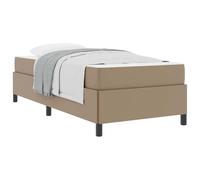 Struttura del letto Cappuccino 90x190 cm Tessuto Single Bed Frame with Engineered Wood and Fixed Slats for Small Bedrooms Guest Room Comfort Durable Design Breathable Fabric 140 kg Weight Capacity