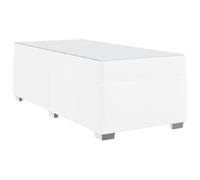 Struttura del letto con materasso Bianco 100 x 200 cm Tessuto Single Bed Frame with Medium Firm Mattress, Upholstered Platform Bed with Slatted Base, Modern Design for Bedroom Guest 140 kg Capacity