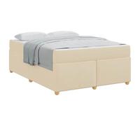 Struttura del letto con materasso Crema 140 x 200 cm Tessuto Modern Bed Frame with Medium Firm Mattress, Upholstered Platform Bed with Steel Slats, Easy Assembly, 280 kg Max Load, Twin Size