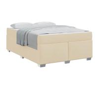 Struttura del letto con materasso Crema 140 x 200 cm Tessuto Upholstered Bed Frame with Pocket Spring Mattress, Engineered Wood Frame, Breathable Fabric, Medium Firmness, 280 Capacity for Bedroom