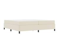 Struttura del letto con materasso Crema 200 x 200 cm Tessuto Upholstered Bed Frame with Pocket Spring Mattress, Engineered Wood Platform, Breathable Fabric, 280 kg Capacity, Easy Bedroom Guest Room