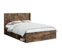 Struttura del letto con stoccaggio e testata 3 pcs, telaio con contenitore testiera imbottita, con cassetti laterali e testiera a doghe, struttura moderna in legno ingegnerizzato con 35 max 280 kg