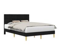Struttura del letto con testiera Nero 140 x 200 cm Tessuto Moderno con Schienale Imbottito e Gambe Affusolate Telaio in Compensato Facile da Pulire per Camera da Urbano Chic Letto 2 a Doghe Fisse