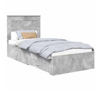 Struttura del letto contenitore Grigio Certo e Argento 75x190 cm con cassetti estraibili testiera moderna in legno ingegnerizzato resistente per camera da letto, design e organizzare stanza