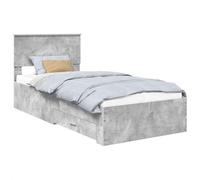 Struttura del letto Grigio Certo e Argento 75 x 190 cm con contenitore, singolo moderno in legno multistrato con testiera, cassetti reti a doghe, ampio spazio di archiviazione per 193 78 x 90 cm