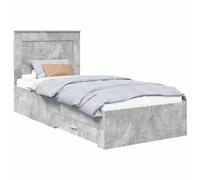 Struttura del letto Grigio Certo e Argento 75 x 190 cm Platform Bed Frame with Engineered Wood Headboard, Easy Assembly, No Box Spring Needed, Modern Design for Small Bedroom and Silver and Grey