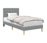 Struttura del letto Grigio Chiaro 100 x 200 cm Tessuto, Modern Bed Frame with Upholstered Fabric Headboard, Minimalist Platform Bed with Tapered Legs, Durable Plywood Construction Room Guest Room