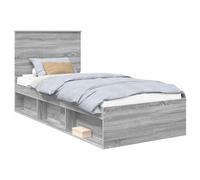 Struttura del letto Grigio Sonoma 100 x 200 cm Pino massello Modern Bed Frame with Headboard Engineered Wood and Solid Pine for Single Mattress Durable Minimalist Design Easy Urban Bedroom Furniture