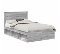 Struttura del letto Grigio Sonoma 120 x 190 cm Pino massello Modern Minimalist Bed Frame with Solid Pine Headboard Slatted Base Support 200 kg Weight Capacity Easy Assembly Bedroom Furniture