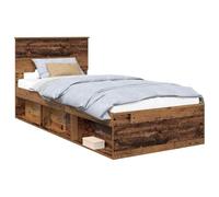 Struttura del letto Legno vecchio 90 x 200 cm Legno multistrato Queen Bed Frame with Vintage Rustic Finish Heavy Duty Plywood Construction Easy Assembly Sturdy Support for Bedroom Guestroom