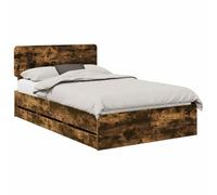 Struttura del letto Quercia Affumicata 120 x 200 cm con cassetti contenitori e testiera regolabile, struttura in legno ingegnerizzato robusta per camera da letto moderna, risparmio e design elegante
