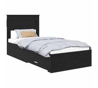 Struttura del letto Rovere Nero 100 x 200 cm Legno multistrato Storage Bed Frame with Drawers, Engineered Wood Platform with Slatted Base, Modern Minimalist Bed for Small Bedroom, Black Oak