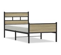 Struttura del letto senza materasso, 100 x 200 cm, effetto legno massello in rovere Sonoma, robusto letto in legno per camera da letto, facile da montare e durevole