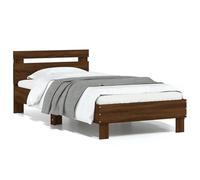Struttura del letto senza materasso, 75 x 190 cm, testiera in legno massello di rovere marrone, design semplice e durevole per camera da letto, facile da montare e stabile superficie di appoggio