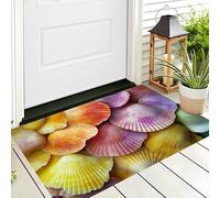 Struttura Della Conchiglia Zerbini Per Interni,Tappeto Ingresso Zerbino Morbidi Arte Astratta Per Interni Cucina Porta Anteriore Posteriore Animali Domestici E Cani,40X60Cm Rosa Giallo