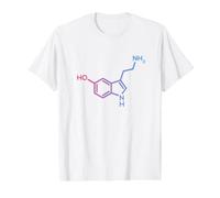 Struttura della serotonina - Molecola della Felicità e della Scienza dell'amore Maglietta con Stampa Grafica Economica, Uomo, Bianco, S