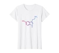 Struttura della serotonina - Molecola della Felicità e della Scienza dell'amore Maglietta con Stampa Grafica Economica, Donna, Bianco, S