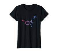 Struttura della serotonina - Molecola della Felicità e della Scienza dell'amore Maglietta con Stampa Grafica Economica, Donna, Nero, M