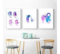 Struttura dell'orecchio Anatomia Poster Aiuti binaurali Stampa Acquerello Onda audio Tela Pittura Audiologo Regalo Medico Ufficio Decorazione da parete Senza cornice-40x50cmx3