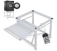 Struttura in acciaio con ripiano per lavatrice e asciugatrice, 60 x 56 x 52 cm (larghezza x lunghezza x altezza), max 150 kg, base stabile per lavatrice, piedistallo rialzato per frigorifero