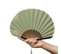 Struttura in legno Shell Pattern Fan Elegante Tessuto di Cotone Palmare Raffreddamento Per Uso Interno O Esterno Retro Tinta Unita Cotone