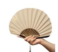 Struttura in legno Shell Pattern Fan Elegante Tessuto di Cotone Palmare Raffreddamento Per Uso Interno O Esterno Retro Tinta Unita Cotone