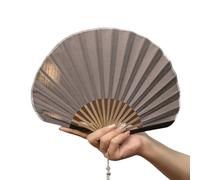 Struttura in legno Shell Pattern Fan Elegante Tessuto di Cotone Palmare Raffreddamento Per Uso Interno O Esterno Retro Tinta Unita Cotone