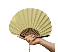 Struttura in legno Shell Pattern Fan Elegante Tessuto di Cotone Palmare Raffreddamento Per Uso Interno O Esterno Retro Tinta Unita Cotone