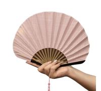 Struttura in legno Shell Pattern Fan Elegante Tessuto di Cotone Palmare Raffreddamento Per Uso Interno O Esterno Retro Tinta Unita Cotone